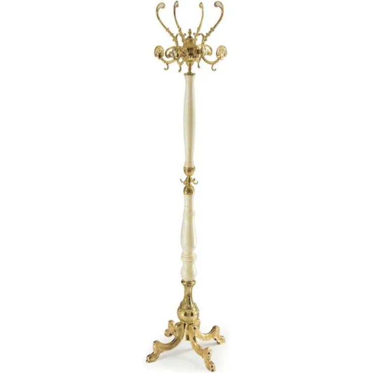 Casa Padrino Luxus Barock Garderobenständer Gold / Weiß 47 x 47 x H. 175 cm - Edler Messing Kleiderständer - Barock Hotel Garderoben Möbel