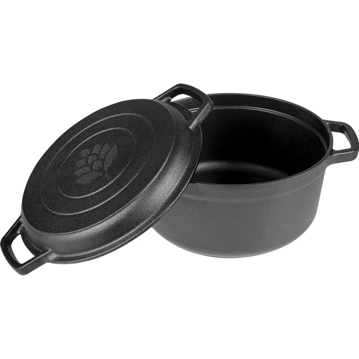 Browin 330527 Gusseisentopf mit Pfanne, 3,5 L / Schmortopf mit Grillpfanne – Bild 3