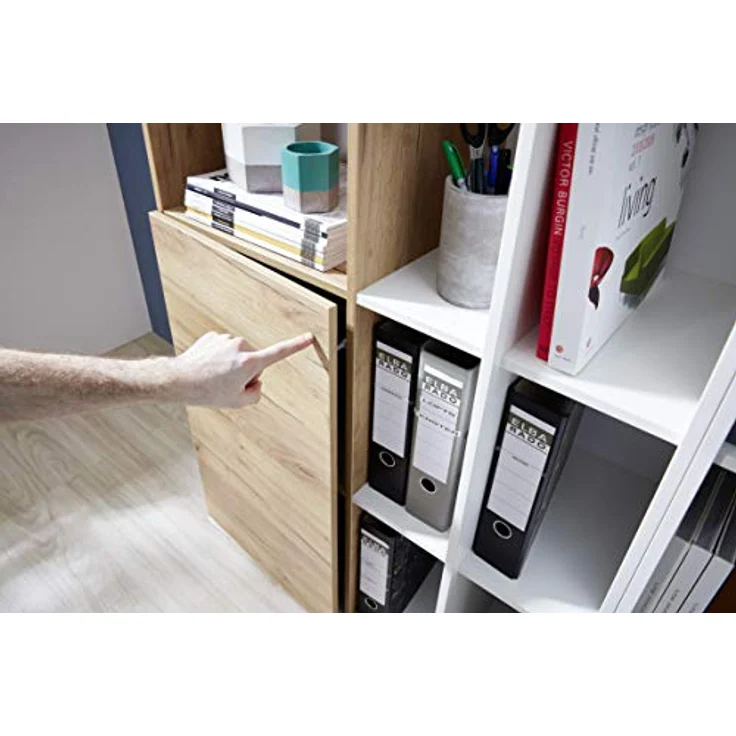 Germania 2-TLG. Büromöbel-Set 8055-513 GW-Lioni, inklusive Schreibtisch und Aktenschrank, im Dekor Weiß/Navarra-Eiche-Nb. – Bild 7