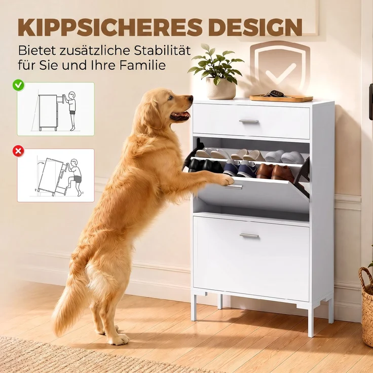 HOMCOM Schuhschrank, MDF, Weiß – Bild 6