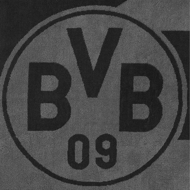 BVB Badetuch BVB Badetuch grau/schwarz 70x180 cm, Bio-Baumwolle (schwarzes BVB-Emblem, 1-St), BVB Badetuch mit Schlaufe – Bild 3