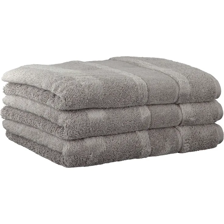 CAWÖ Gästetuch, 3er Pack - Noblesse2, Walkfrottier, Velours-Streifen, Baumwolle, einfarbig Graphit 30x50cm