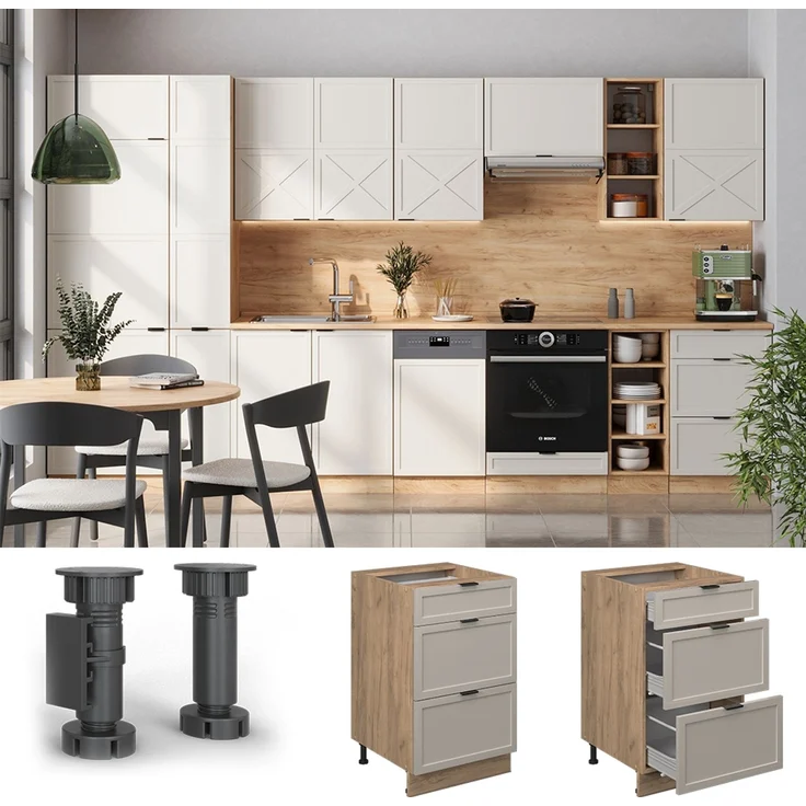 Küchenunterschrank Fame-Line GrauBeige 50 cm ohne Arbeitsplatte Vicco – Bild 2