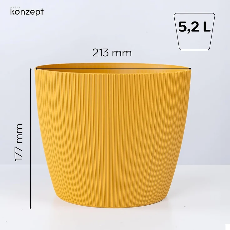 KONZEPT Blumentopf 5,2 l, gerillte Struktur 22 cm, Übertöpfe für Zimmerpflanzen, ideal für Wohnzimmer, Küche und Balkon – Bild 4