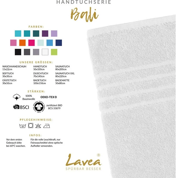 Lavea Seiftuch Bali, 30x30cm aus 100% Bio-Baumwolle, einzigartig weiche Seiftücher mit Aufhänger (Set, 6-St), hochwertige und nachhaltige Premium Waschlappen - schonende Reinigung – Bild 2