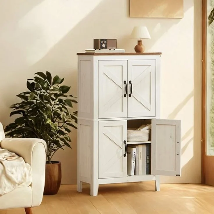 VASAGLE LIRY Kollektion - Aufbewahrungsschrank im Landhausstil, Badschrank mit Türen, freistehender Küchenschrank, verstellbare Ablagen, Esszimmer, Wohnzimmer – Bild 2