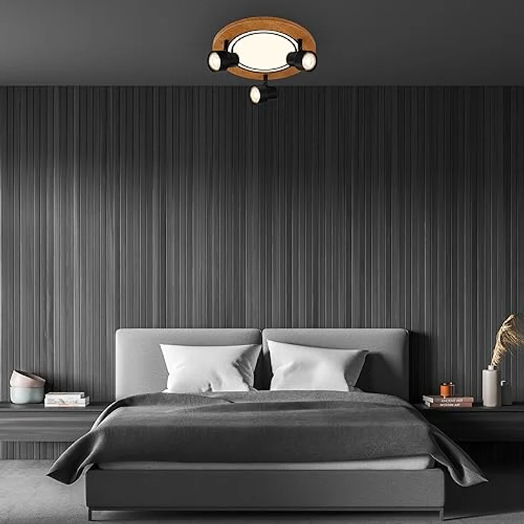 BRILONER LED Deckenlampe mit Spots, warmweiß, schwenkbar, 12W, Holz, mit Speicherfunktion, 300x155 mm (DxH) – Bild 5