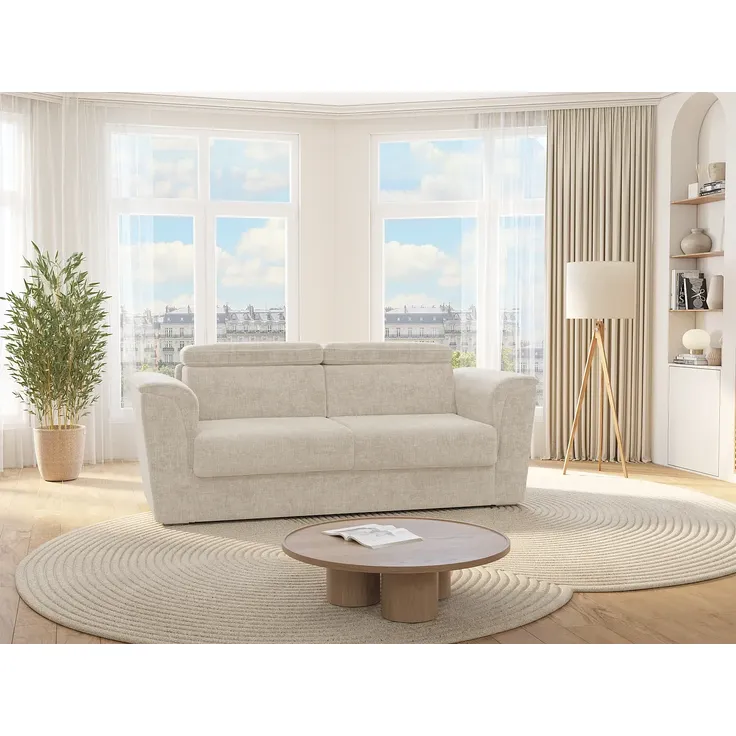 Vente-unique - RIZORA Sofa Stoff Beige - B 223 cm96 cm x H 88 cm x L 210 cm