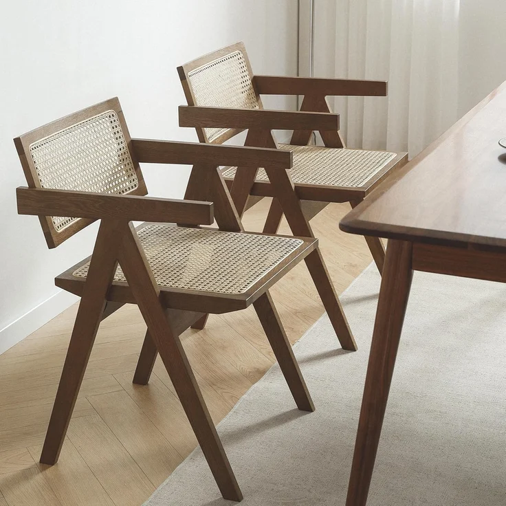 LIM HOME Esszimmerstuhl SW020/SW021 (Packung, 2 St), Eichenholzrahmen mit Sitzfläche aus Rattan, Montage erforderlich – Bild 2