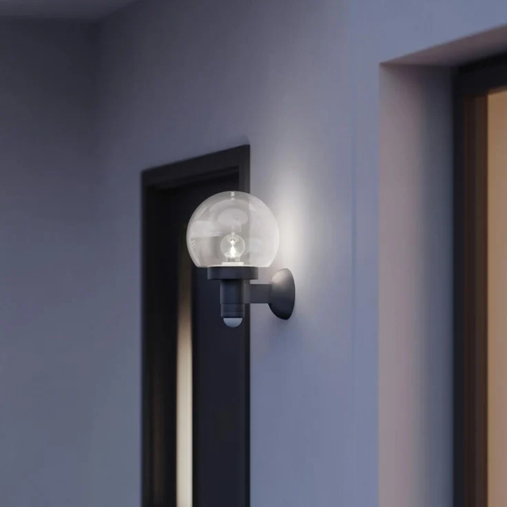 Steinel Sensor-Außenleuchte L 115 S anthrazit, 240°-Bewegungsmelder, 12 m Reichweite, Kugelleuchte E27, Grundlicht, Softlichtstart – Bild 2