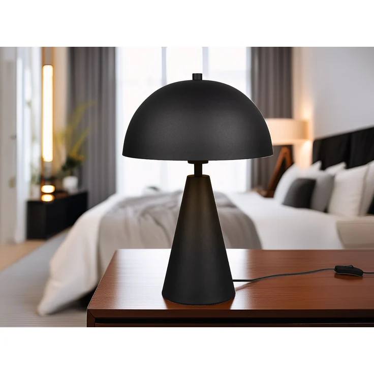 Große LED Tischleuchte in Pilzform aus Metall Schwarz, Höhe 43cm – Bild 6