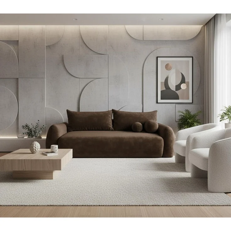 Wohnero24 - Höchste Qualität- Schlafsofa FIRELLO - 250x112 cm – Liegefläche 196x155 - Premium Velours - Schlaffunktion 196x155 cm – Braun – Bild 3