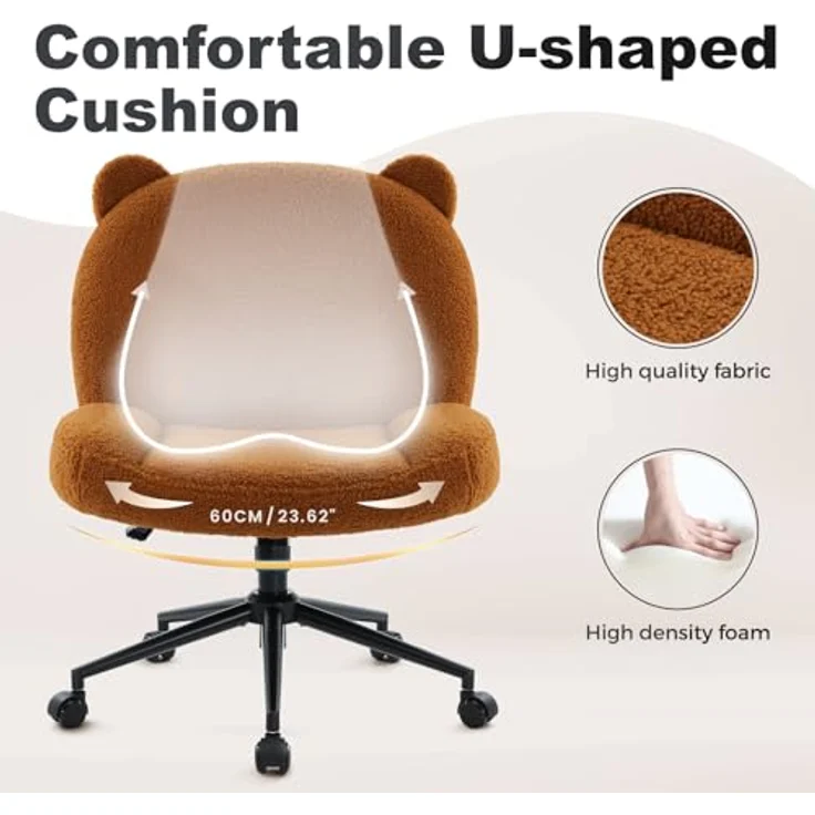 Intimate WM Heart Bürostuhl ohne Armlehne, Ergonomischer Drehstuhl mit Rollen, Höhenverstellbarer Schreibtischstuhl mit Mittlerer Rückenlehne – Bild 5
