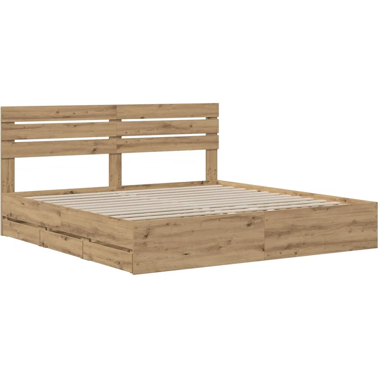 vidaXL Bed Frame with Storage and Headboard Artisan Oak 180 x 200 cm 3445825 – Bild 3