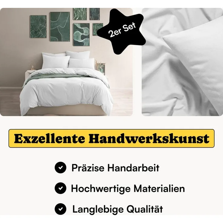 Seralino Kissenbezüge Perkal Kissenbezug (100% Baumwolle) weich angeraut, hautfreundlich, besonders weich & atmungsaktiv, BCI zertifiziert, mit Reißverschluss