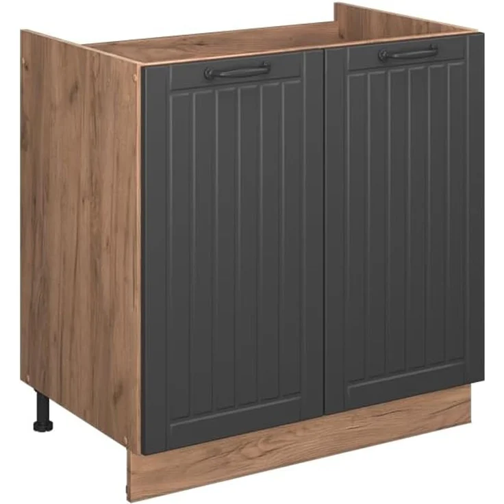 Spülenunterschrank Fame-Line Dunkelgrau 80 cm , AP Eiche Vicco – Bild 1