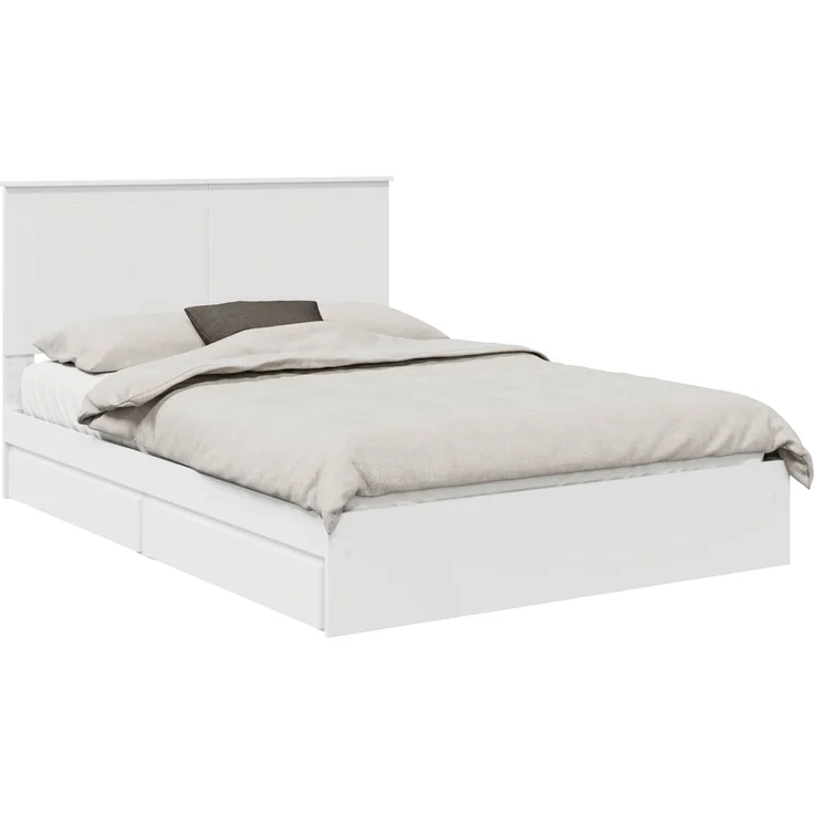 vidaXL Aufbewahrungsbett mit Kopfteil Weiß 140 x 190 cm Holzwerkstoff 3411208 – Bild 1