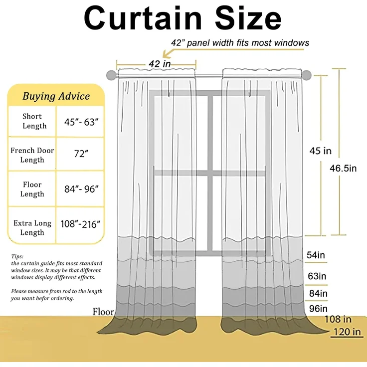 Chyhomenyc Durchsichtige Fenstervorhänge, 137 cm, 2 Stück, lichtfilterend, massiver Voile, Küchenvorhänge für kleine Fenster/Kinderzimmer/Badezimmer/Wohnzimmer/Schlafzimmer, 42 Wx54 L, Schwarz – Bild 6