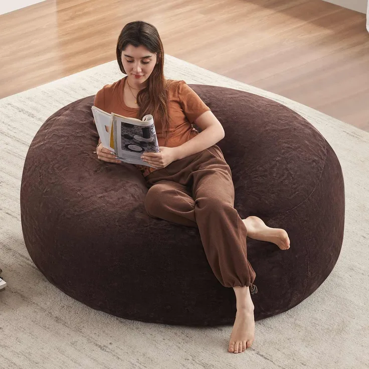 5FT Sitzsack,Sitzsackstuhl, Sofa für Erwachsene,weicher und bequemer Lesestuhl,geeignet für Schlafzimmer, Balkone und andere Orte--Braun--130x120x60cm--YOUDENOVA