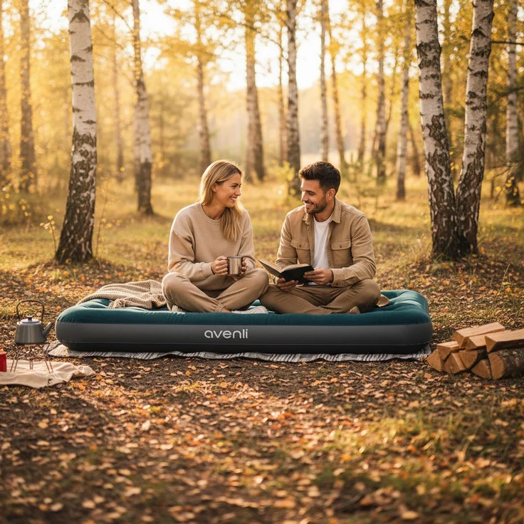 Avenli Luftmatratze Camping CloudCoil grün mit eingebauter Fußpumpe 203x152x22cm – Bild 4