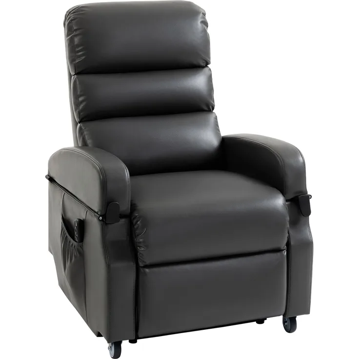 Wohnora-Fernsehsessel mit Aufstehhilfe Elektrischer Relaxsessel mit Fernbedienung, Fußstütze, Liegefunktion, Dunkelgrau,H 1100cm x T 980cm x B 780cm