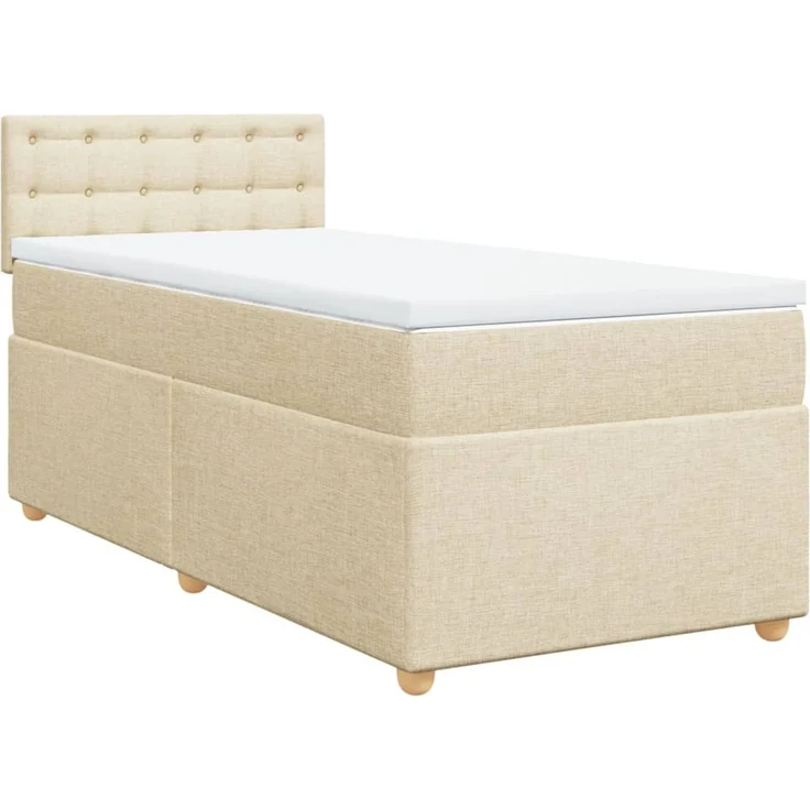 vidaXL Boxspringbett mit Matratze Creme 90x200 cm Stoff 3288882 – Bild 3