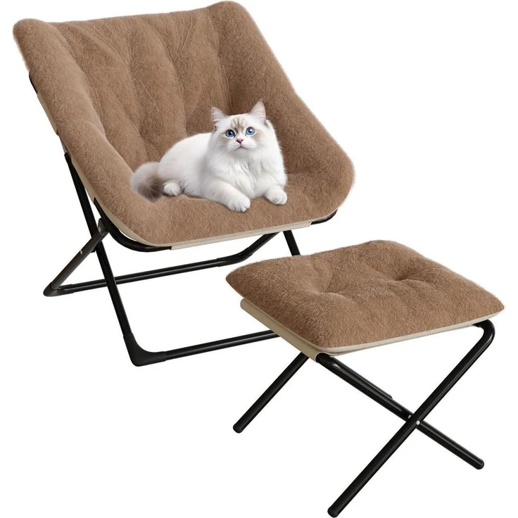 Sessel Klappbar Lesesessel Fußhocker Erwachsene Wohnzimmer Braun – Bild 1