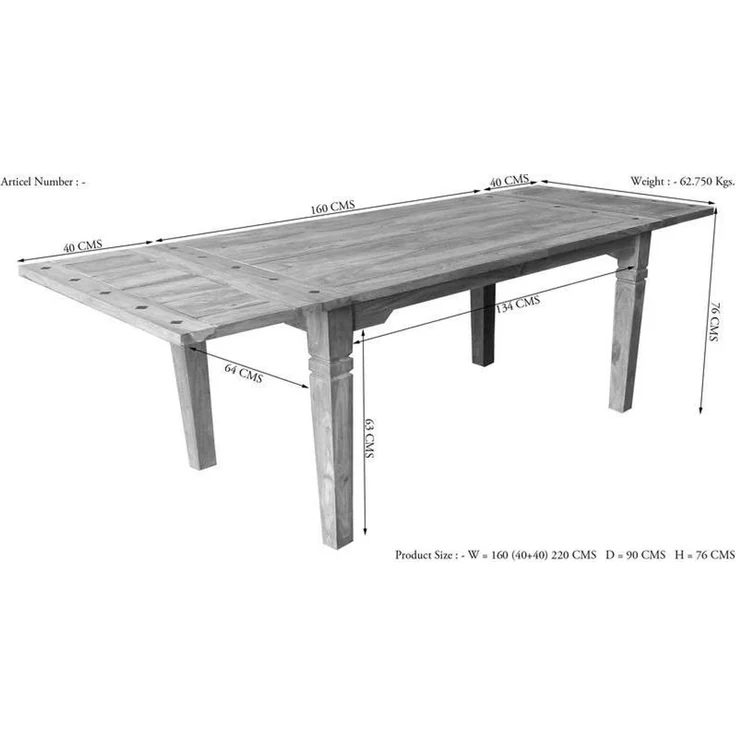 Esstisch mit Ansteckplatten Sheesham 160-200/240x90x76 grau geölt LEEDS #53 – Bild 8