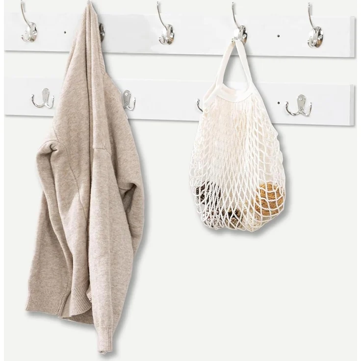 Hoobro GARDEROBE Weiß Wandgarderobe Set mit 9 Haken (H 30 x T 48 x B 100 cm) – Bild 8