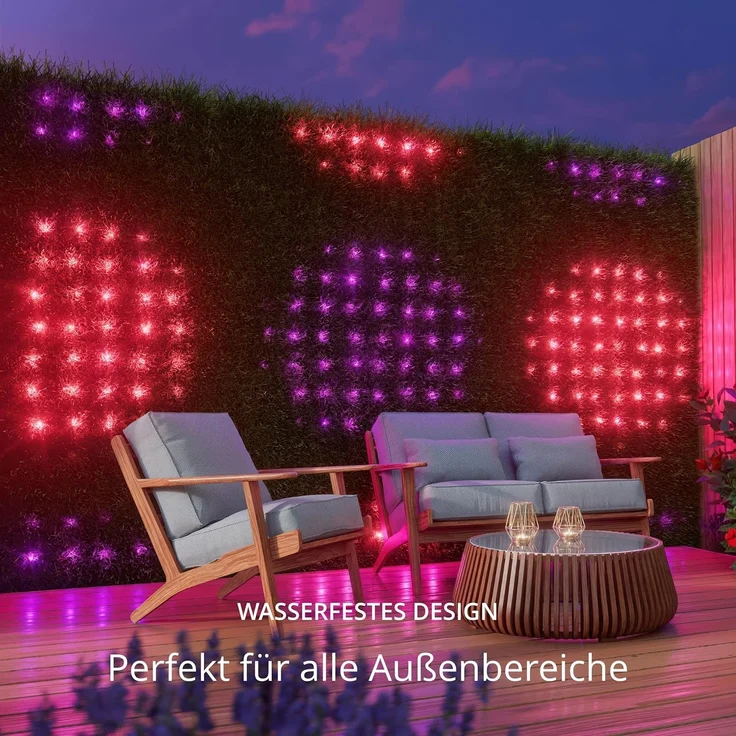 Twinkly Netzlichter, Flexibles LED-Gitter mit 260 RGB-LEDs, Lichtstreifen für Drinnen und Draußen, Kompatibel mit Alexa, Google Home, IP44, App-Steuerung, Transparentes Kabel, 1,2x1,9 m – Bild 8