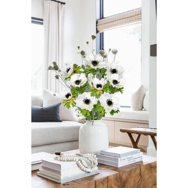 Künstliche Anemonen Kunstblumen Set Dekoblumen 55cm Weiße Frühlingsblumen – Bild 5