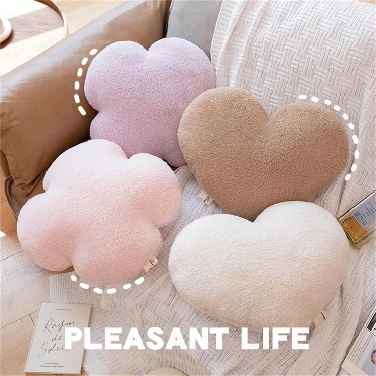 Herzkissen, Herz Kissen Kinderzimmer Decor, Kuschelkissen Kinder Herzform Dekokissen Kopfkissen Kissen Zierkissen für Wohnzimmer Sofa Kind Schlafzimmer Bett (Beige Herz,40 cm) – Bild 5