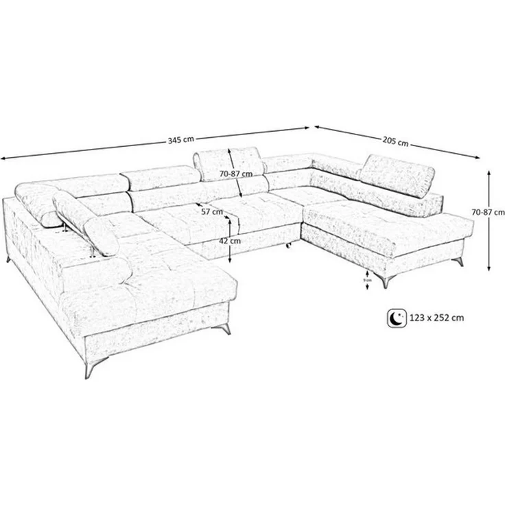 Beautysofa Ecksofa Sorento U Die Lieferung beinhaltet die Lieferung in die Wohnung, mit Schlaffunktion, Bettkasten, verstellbare Kopfstützen, große Eckcouch mit Metallbeine – Bild 4