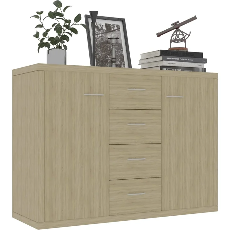 vidaXL Sideboard Sonoma-Eiche 88x30x65 cm Holzwerkstoff 800687 – Bild 3