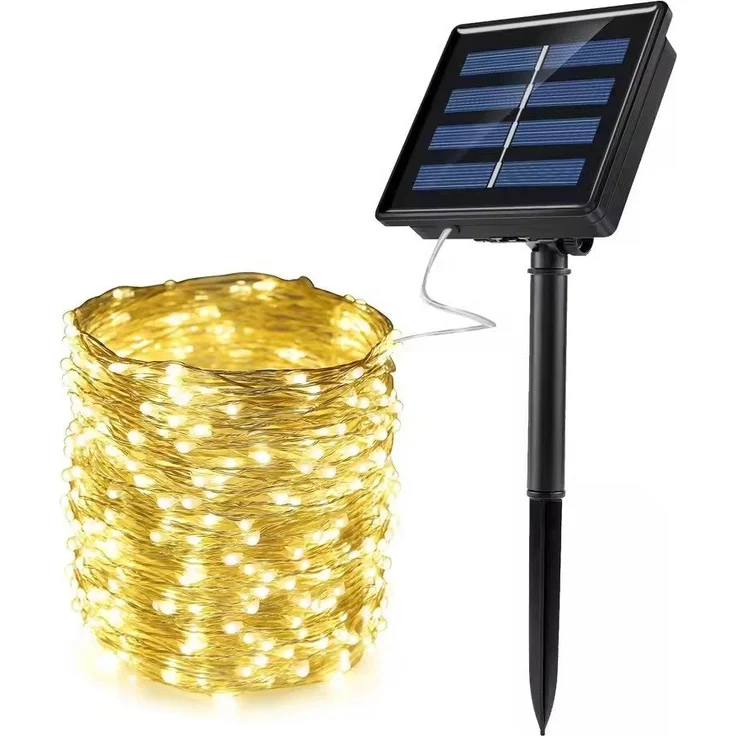 Montegoni LED-Streifen 12M LED Solar Lichterkette Außen Innen Wasserdicht Solarlichterkette – Bild 1