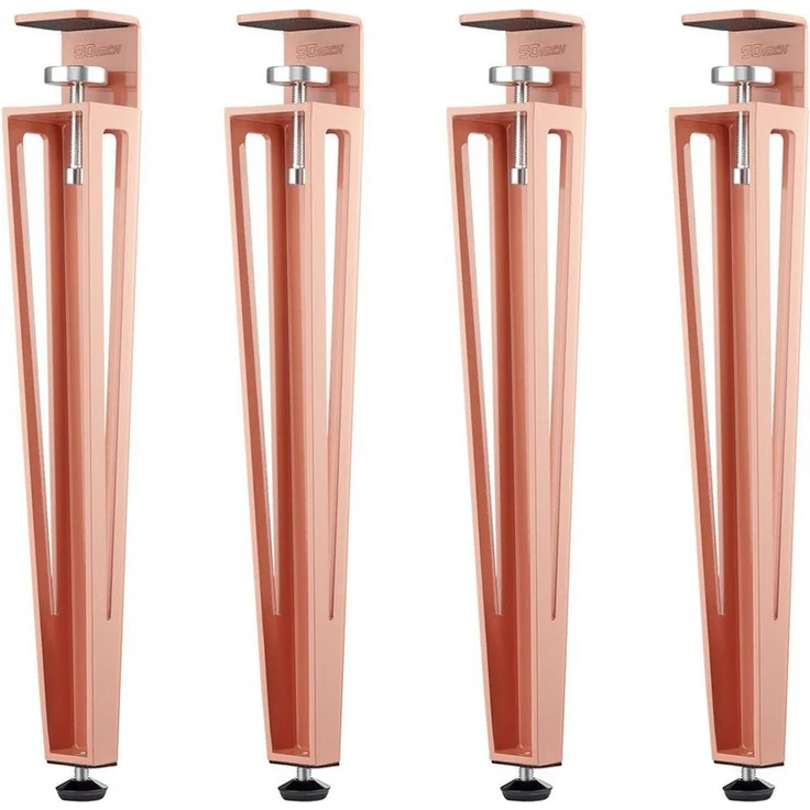 SO-TECH® Tischbein ColorLine in F-Form konisch zulaufend von 70 auf 40 mm, mit Klemmschraube (ohne Bohren) - rosa - Höhe 464 mm - 4x – Bild 1
