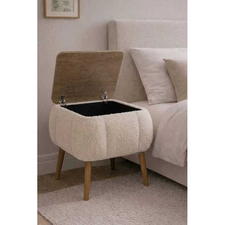 Skye Decor Nachttisch Snug Japandi (1-St), Teddy-Optik mit Buchenholzbeinen – Bild 4