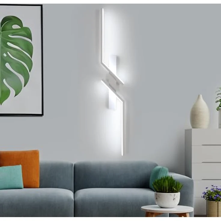Goeco LED Wandlampe Innen, 81 CM 24 W Moderne Lang Wandleuchte 2 Fimmige 6500K Kaltweißes Licht, Weiß Flurlampe Wand Belechtung für Flur Treppenhaus Wohnzimmer Schlafzimmer – Bild 2