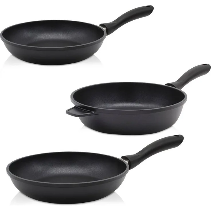 Krüger Pfannen-Set Aluguss Pfannenset LEIPZIG, 3 tlg, Aluminiumguss (Set, 3-tlg, 1x Bratpfanne Ø 20 cm, 1x Bratpfanne Ø 28 cm, 1x Schmorpfanne Ø 24 cm), hochwertige Antihaft-Versiegelung