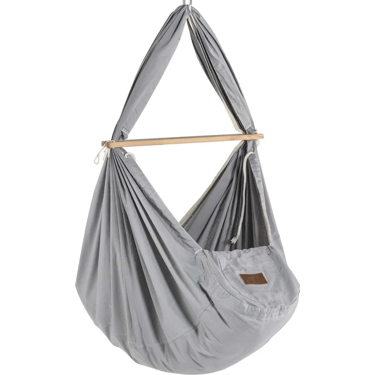 Federwiege mit Tipi und Motor Bio Grey Schafwolle Anthrazit Motor Weiß – Bild 5