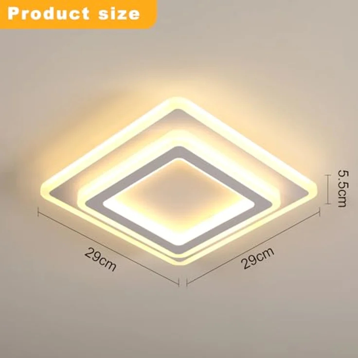 Goeco LED Deckenleuchte Innen, 44W Quadratisch Deckenlampe Moderne, 3000K Warmweiß Licht LED Deckenbeleuchtung Acryl für Flur, Küche, Schlafzimmer, Wohnzimmer, Weiß – Bild 3