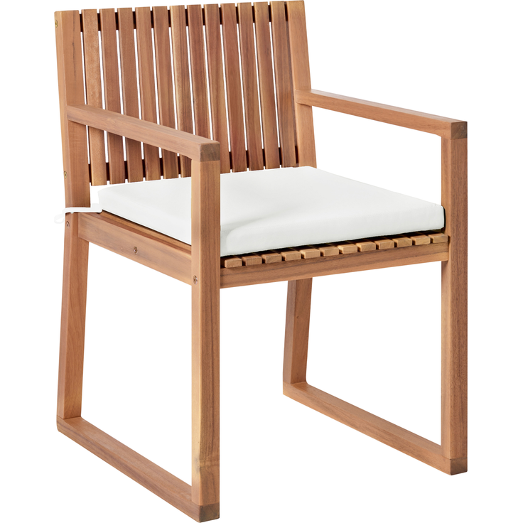 Beliani 'SASSARI II' Set mit 8 Stühlen und Sitzkissen, Akazienholz Heller Holzfarbton / Cremeweiß – Bild 4
