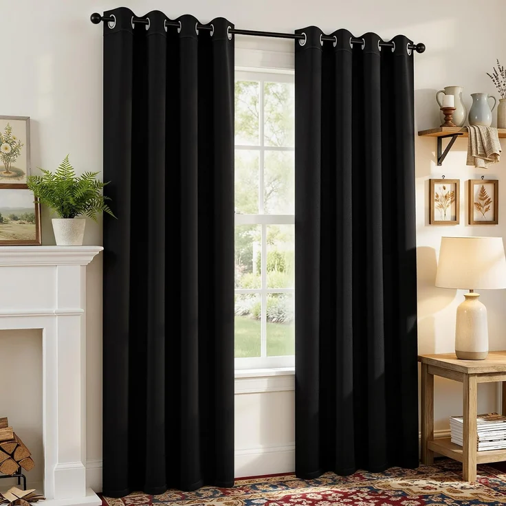 CUCRAF Verdunkelungsvorhänge, 213,4 cm Länge, 2 Paneele, Raumverdunkelungsvorhänge für Wohnzimmer, Schlafzimmer, wärmeisoliert, lichtblockierend, Fenstervorhang, (B 132 x L 213 cm)