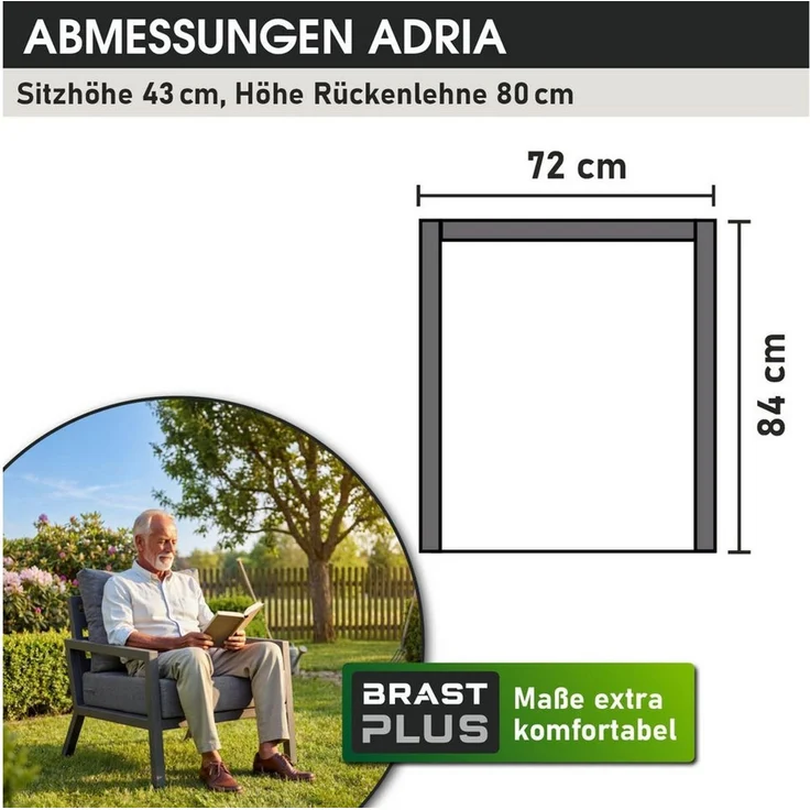BRAST Gartenlounge-Set Aluminium Adria, viele Varianten & Module, (Loungemöbel Essgruppe Gartenmöbel, bis zu 5 Personen, Sofa Sessel Tisch), Loungesessel – Bild 3
