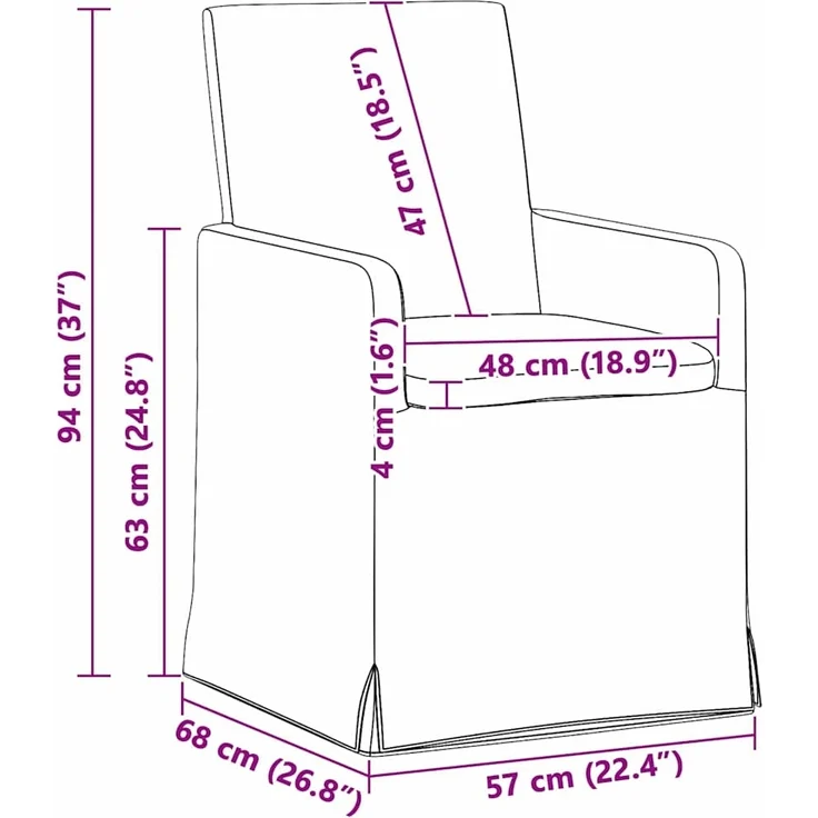 vidaXL Esszimmerstühle 2 pcs Dunkelgrau 57 x 67 x 95 cm Stoff 42017904 – Bild 10