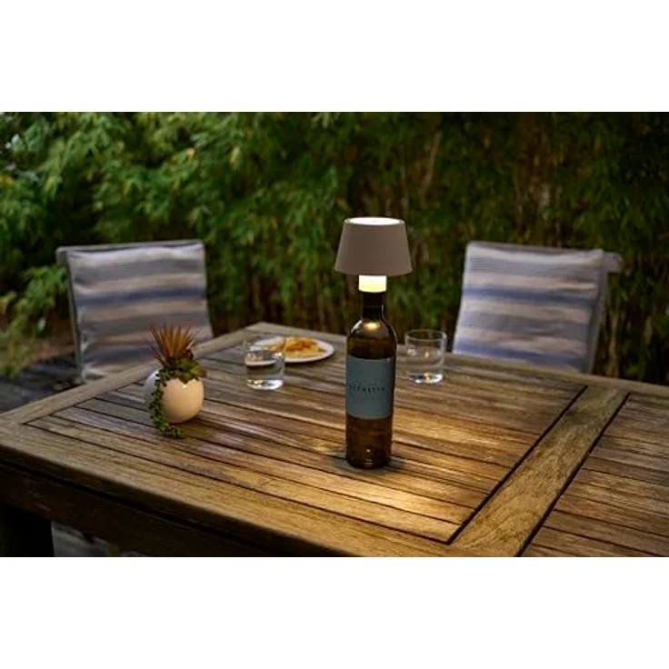 Northpoint LED Akku Tischlampe Flaschenlampe mit Touchsensor, warmweißes Licht (3000K), beige, stufenlos dimmbar, IP54, USB-C Ladeanschluss – Bild 4