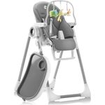 Sweety Fox Mitwachsender Hochstuhl Baby mit Liegefunktion, Verstellbar & Klappbar - Dunkelgrau - Höhe 7-fach Rückenlehne 5-fach verstellbar, Abnehmbares Tablett mit Teller, Kinderhochstuhl