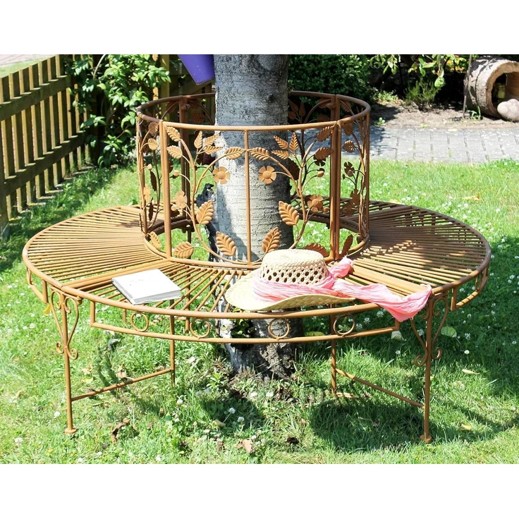 DanDiBo Rundbank Metall wetterfest Braun Ø 140 cm Baumbank 100112 Gartenbank Parkbank – Bild 7