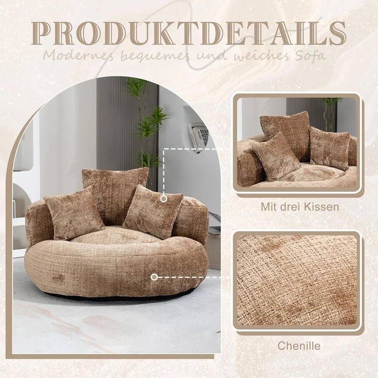 Sitzsack Sofa Couch Lounger 3 Kissen Wohnzimmer Kaffee – Bild 7