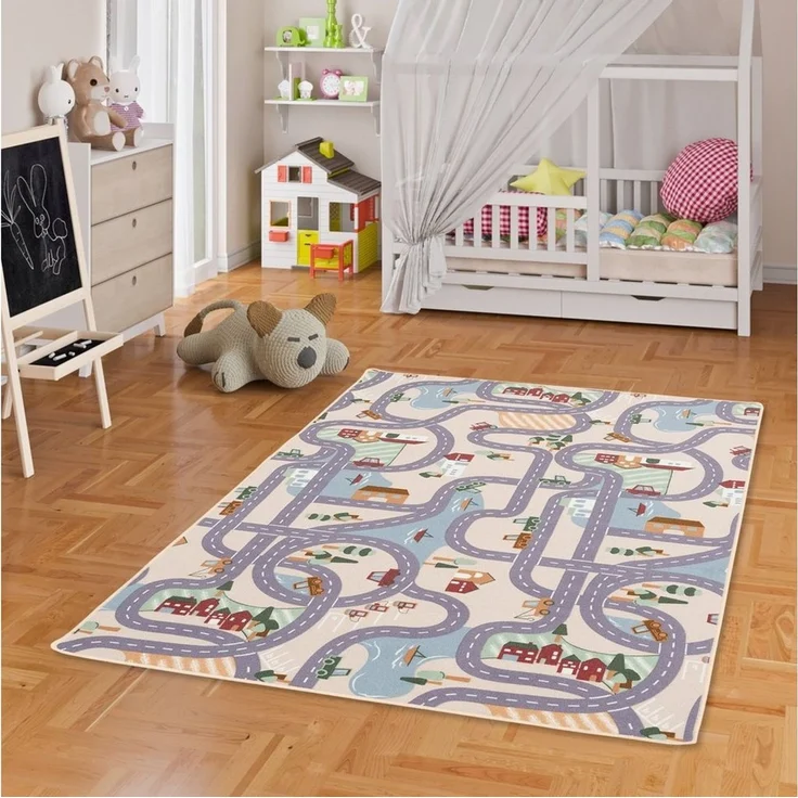 Snapstyle Kinder- und Spielteppich, 100% Polyamid, Fun Town Beige, 80x160 cm – Bild 5